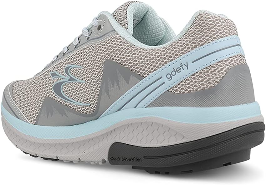 Gravity Defyer Women's Mighty Walk Gdefy TB9024FGU Grey Aqua Sneaker - Medium - Wide - AllSportsWearUSA