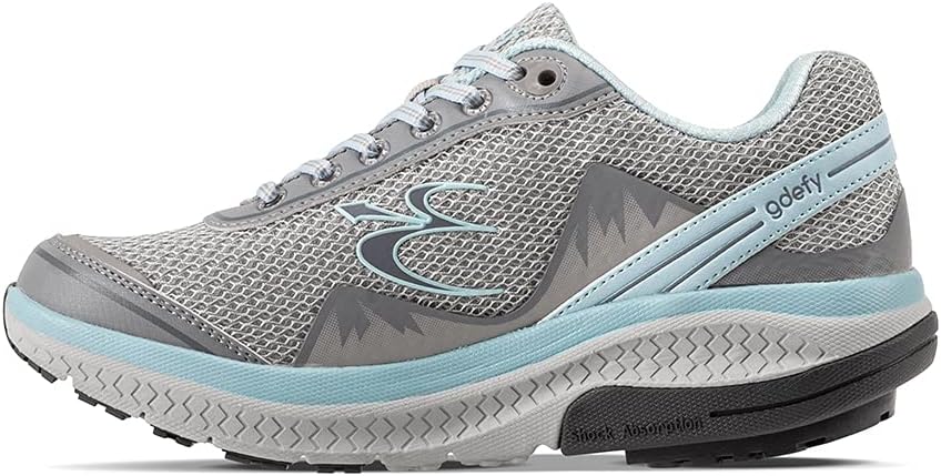 Gravity Defyer Women's Mighty Walk Gdefy TB9024FGU Grey Aqua Sneaker - Medium - Wide - AllSportsWearUSA